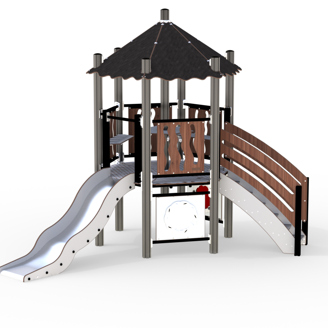 Villmark lekehus med stor sklie