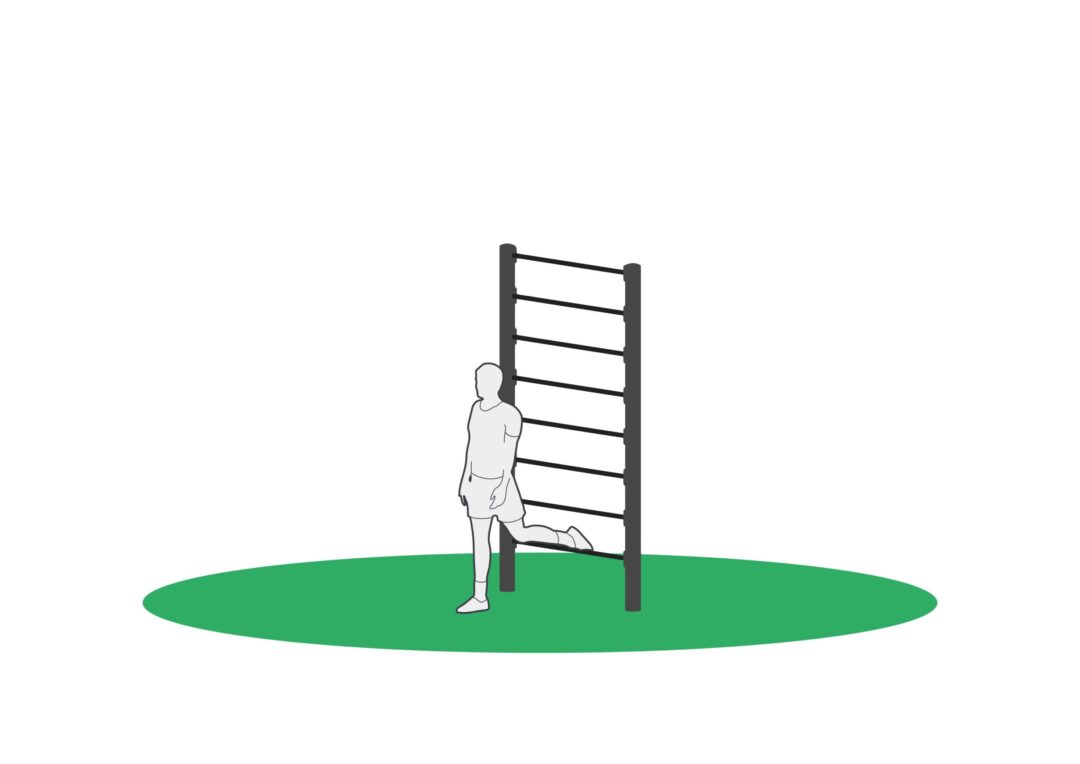 Bulgarsk utfall startposisjon Bulgarsk utfall i ribbevegg til utendørs trening