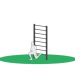 Bulgarsk utfall sluttposisjon Bulgarsk utfall i ribbevegg til utendørs trening