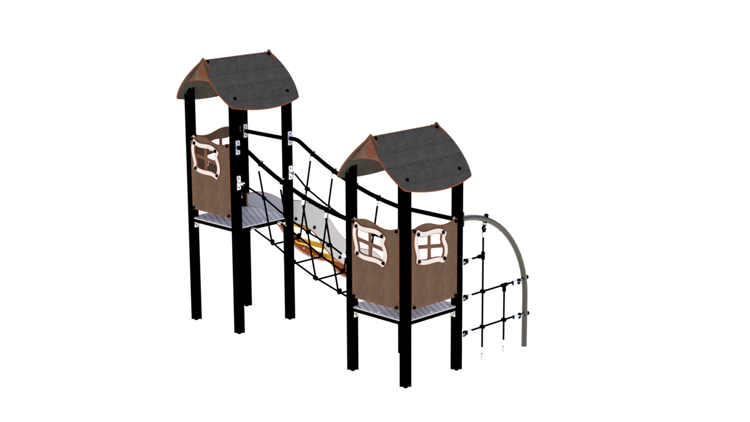 25 200 072 Emma Trestruktur Emma lekeseksjon med to tårn og rutsjebane