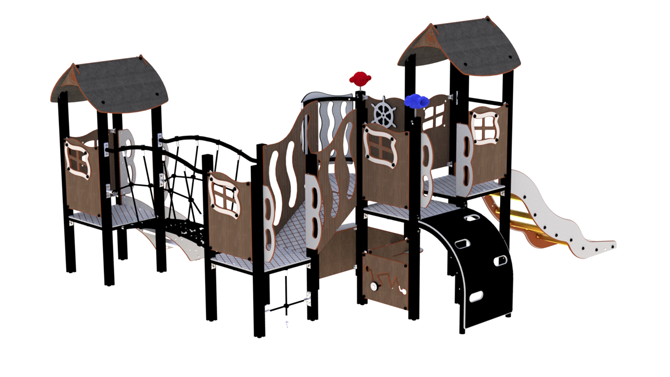 25 200 182 Seksjon Trestruktur Lisa er en lekeseksjon med trestruktur og aktiviteter som rutsjebane, lekehus og to tårn med mer