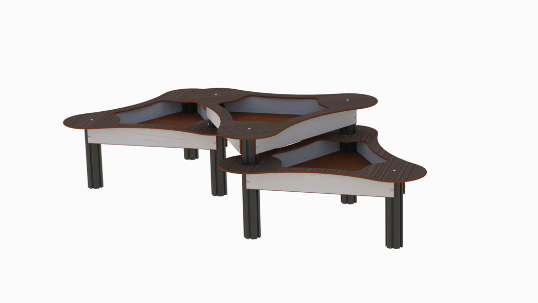 60 164 831 Sandlekebord Trippel trippel sandlekebord i trestruktur og grå