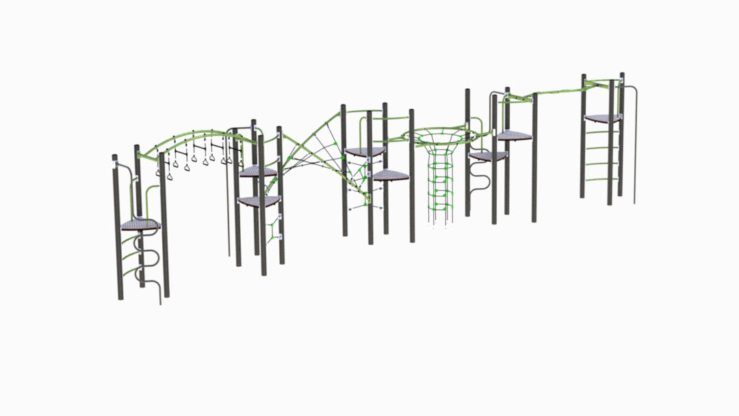 16 501 010 Grønn Grå Hinderløype og multifunksjonsapparat grå og grønn