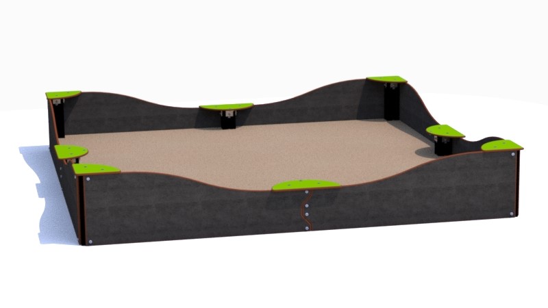 Sandkasse 2,5 x 2,5 buet