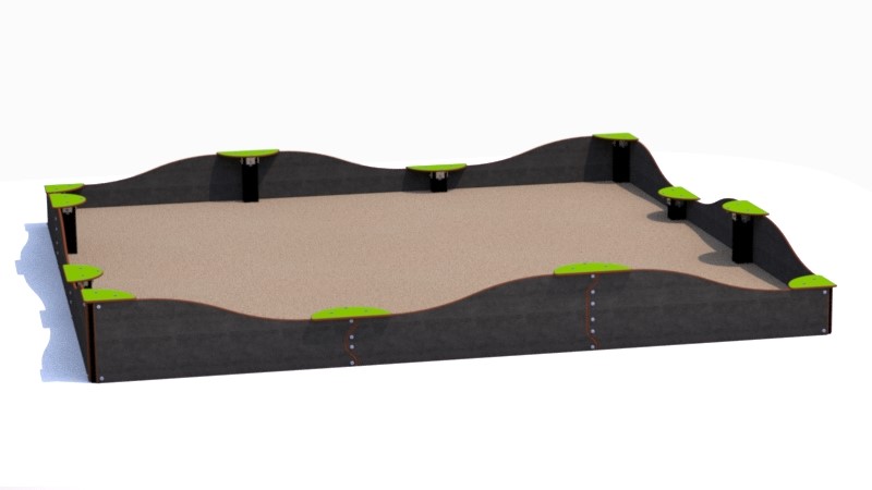 Sandkasse 3,7 x 3,7 buet