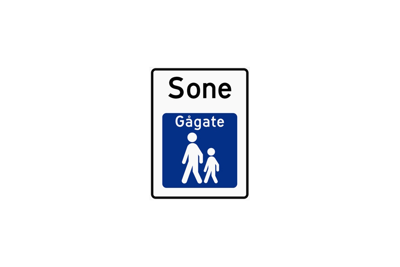Trafikkskilt - sone gågate