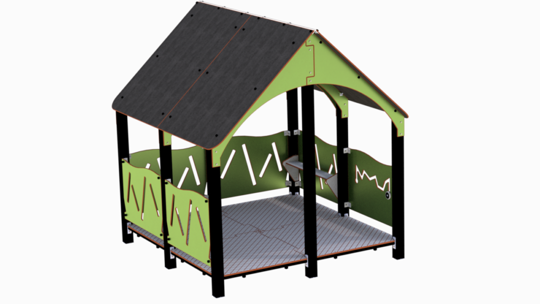 Stort lekehus med benk Stort lekehus med benk