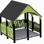 Stort lekehus med benk Stort lekehus med benk