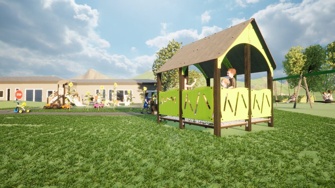 Stort lekehus med rampe