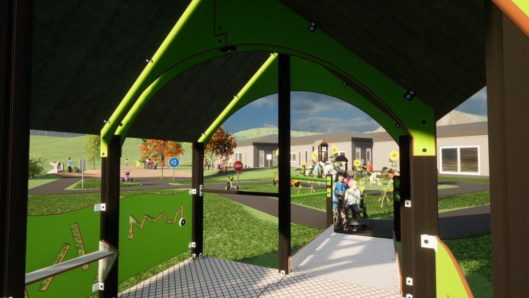 Stort lekehus med rampe