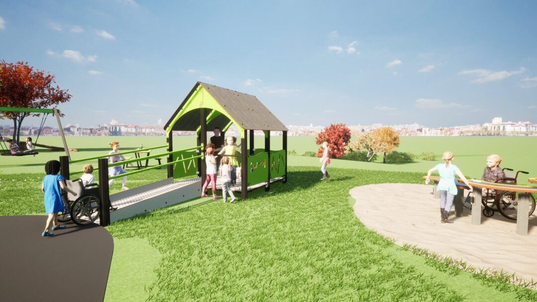 Stort lekehus med rampe