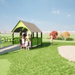 Stort lekehus med rampe