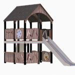 Stort lekehus med sklie