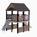 Stort lekehus med sklie