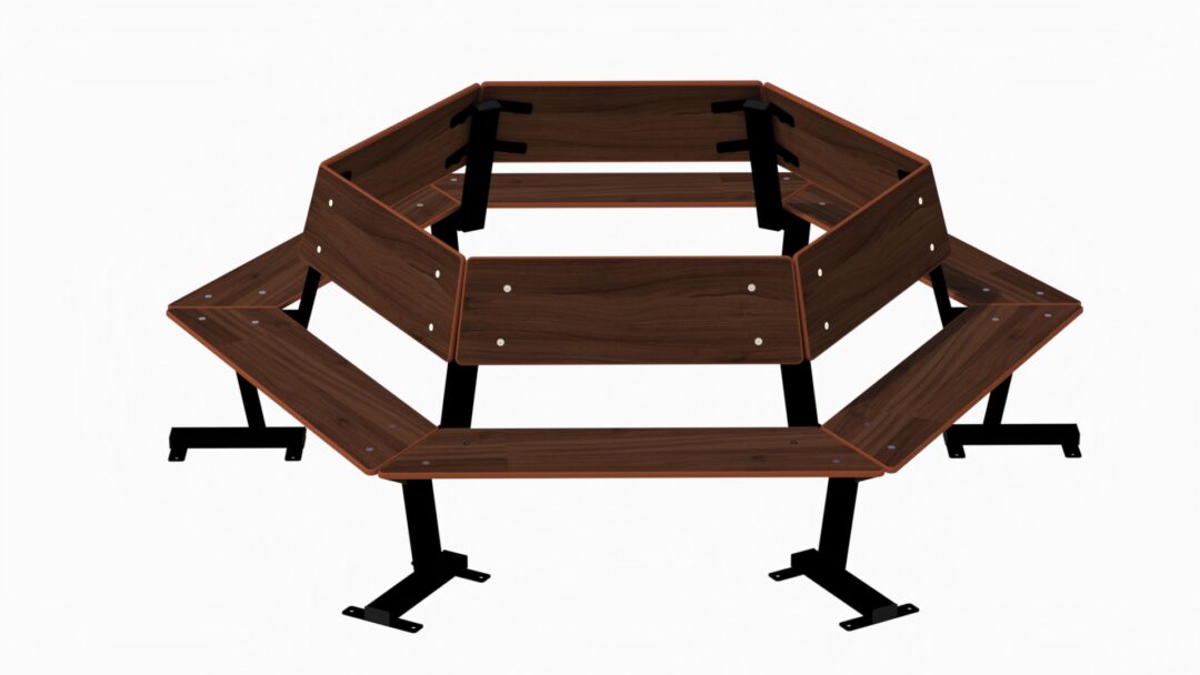 Park - Sekskant benk med rygg