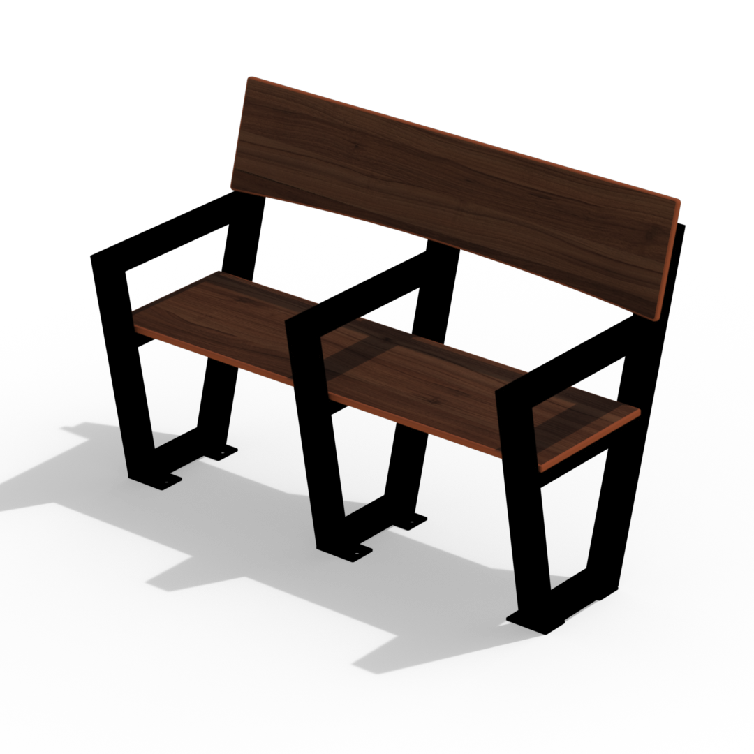 Seniorbenk 2 seter m/midtarmlene