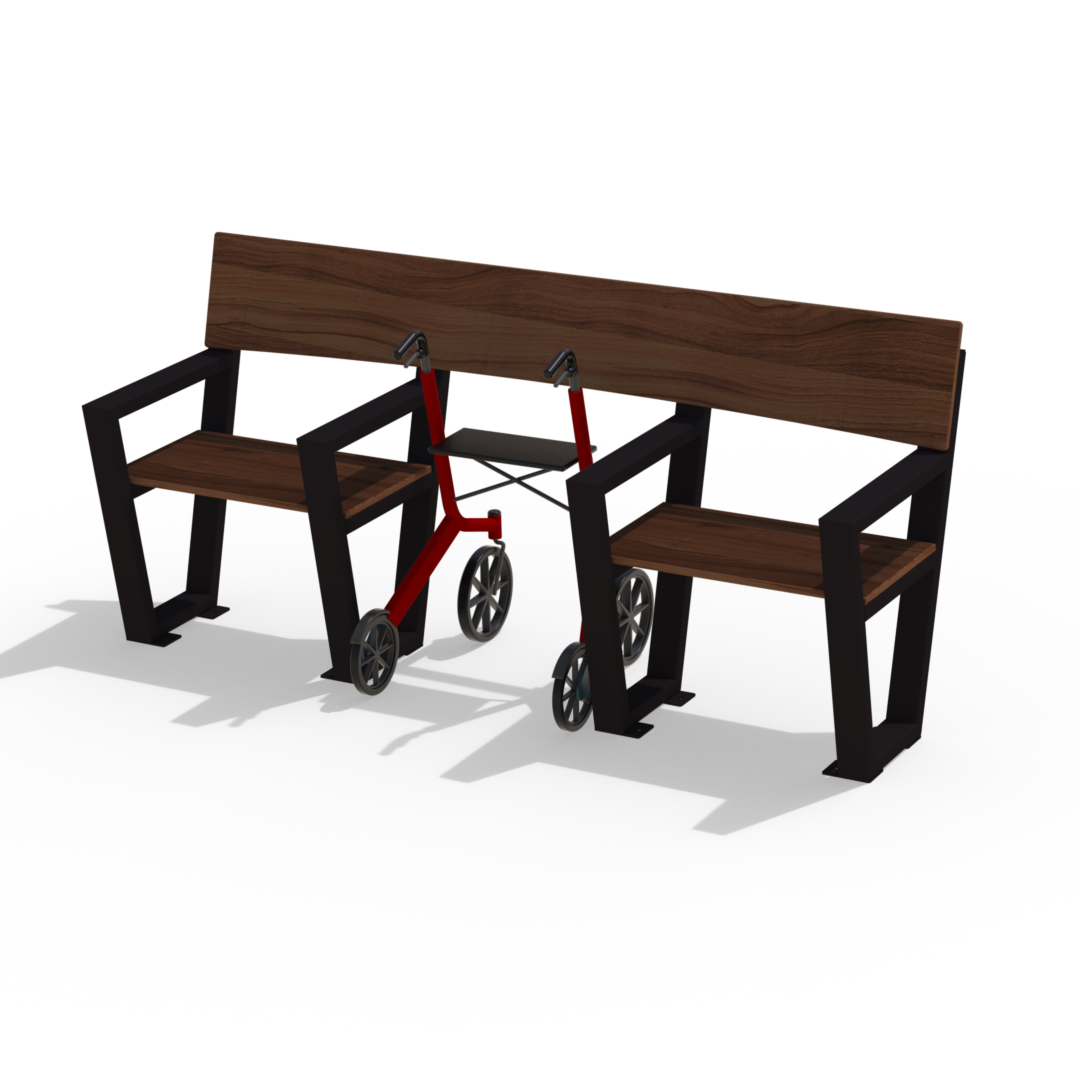 Seniorbenk 3 seter m/rullatorplass