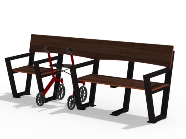 81 201 272 Rullator Camera SOLIDWORKS Viewport Seniorbenk 4 seter med rullatorplass