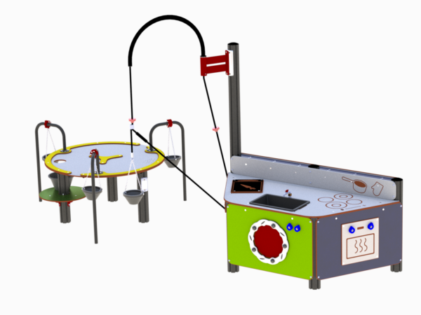 Kjøkken med kran og bord