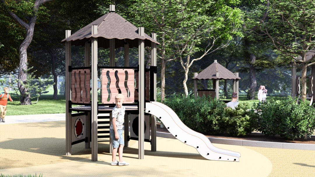 Villmark lekehus med stor sklie